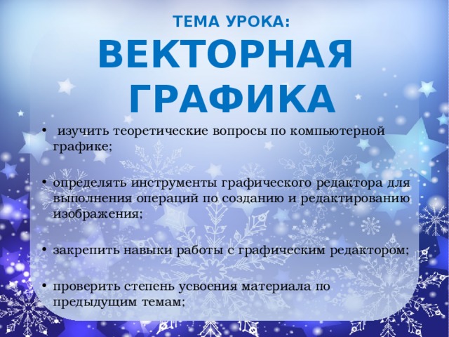 Тема урока: Векторная  графика