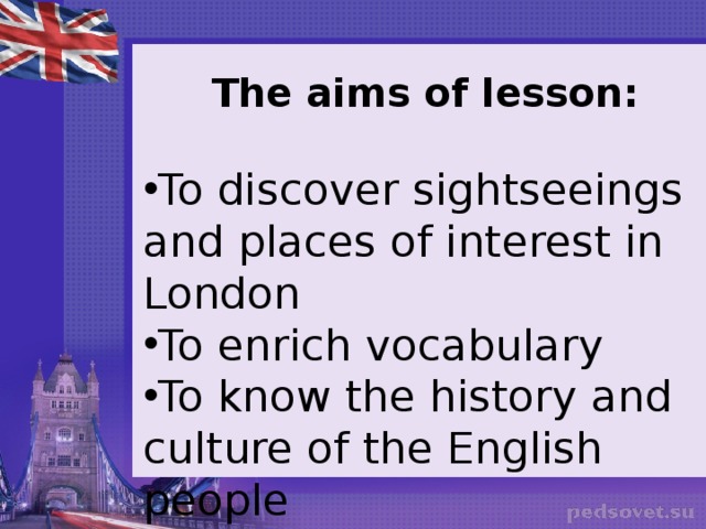 The aims of lesson :