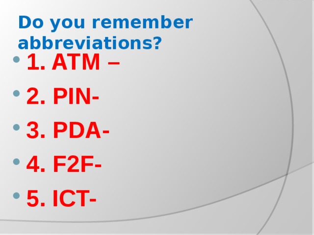 Do you remember abbreviations?