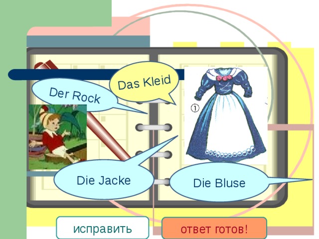 Der Rock Das Kleid Die Jacke Die Bluse исправить ответ готов!