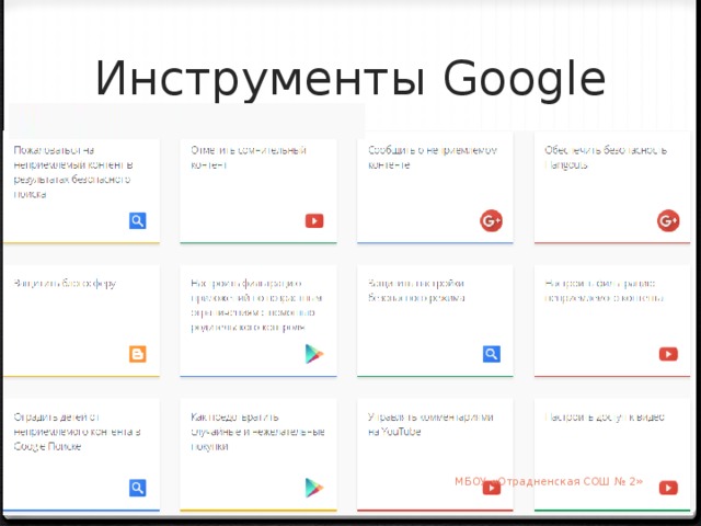 Инструменты Google МБОУ «Отрадненская СОШ № 2»