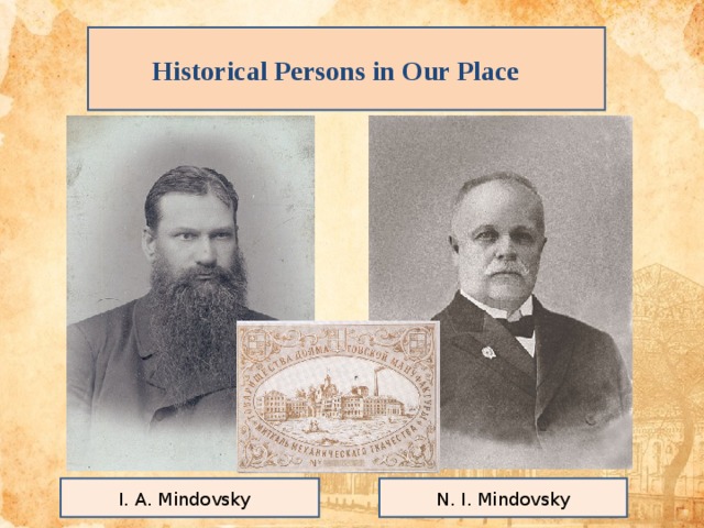 Historical Persons in Our Place  I. A. Mindovsky N. I. Mindovsky