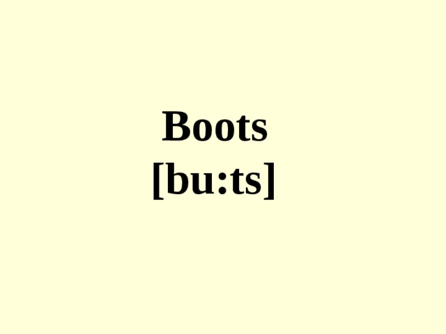 Boots  [bu:ts]