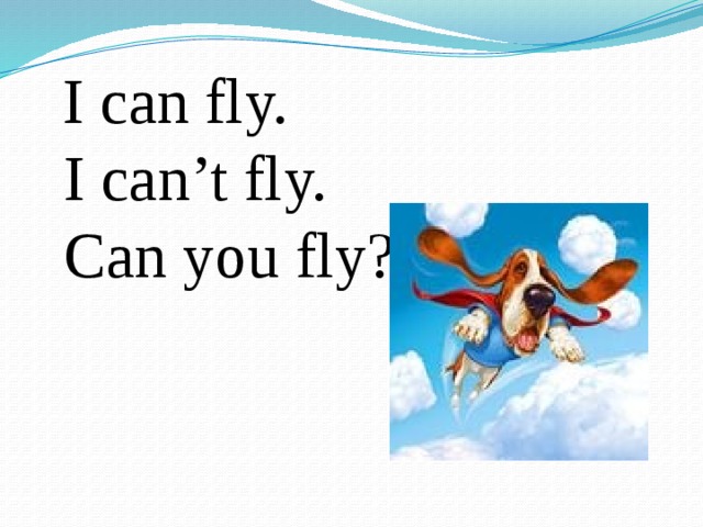 I can fly.  I can’t fly.  Can you fly?
