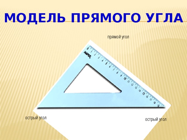 Модель прямого угла прямой угол острый угол острый угол