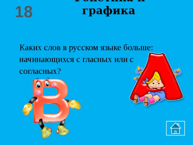 18 Фонетика и графика Каких слов в русском языке больше: начинающихся с гласных или с согласных?