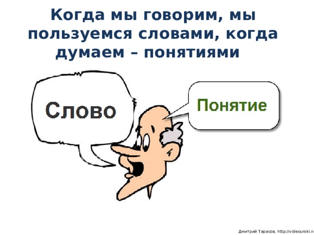Когда мы говорим, мы пользуемся словами, когда думаем – понятиями  Дмитрий Тарасов, http://videouroki.net