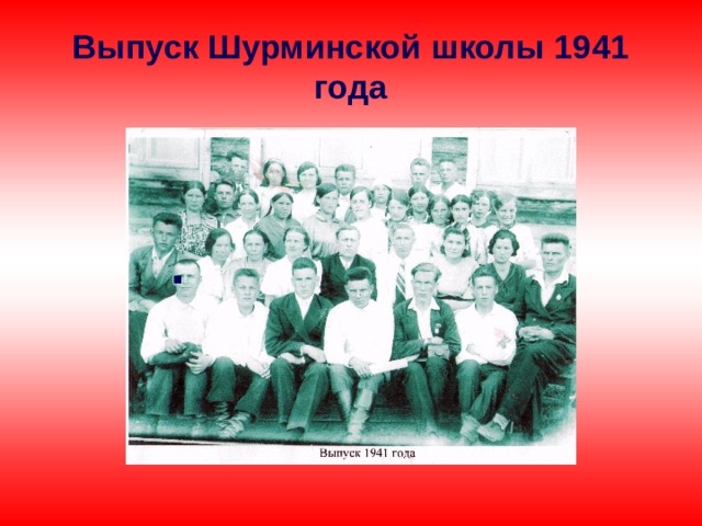 Выпуск Шурминской школы 1941 года .