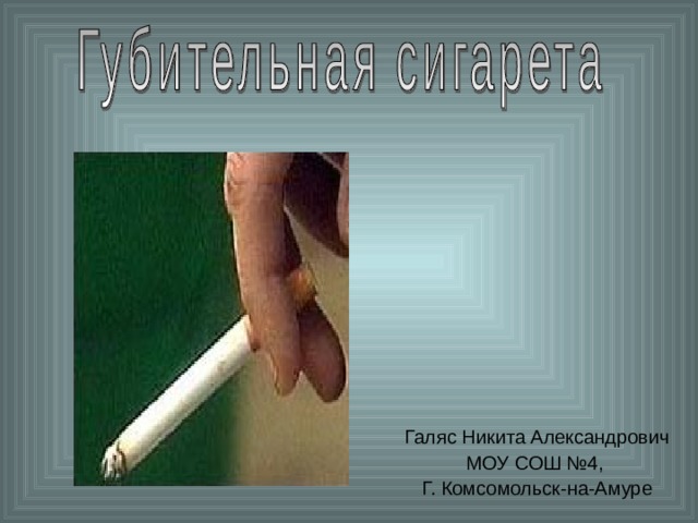 Презентация к классному часу Галяс Никита Александрович МОУ СОШ №4, Г. Комсомольск-на-Амуре