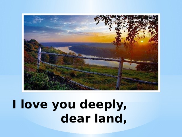I love you deeply, dear land,