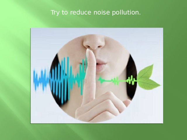 Try to reduce noise pollution.