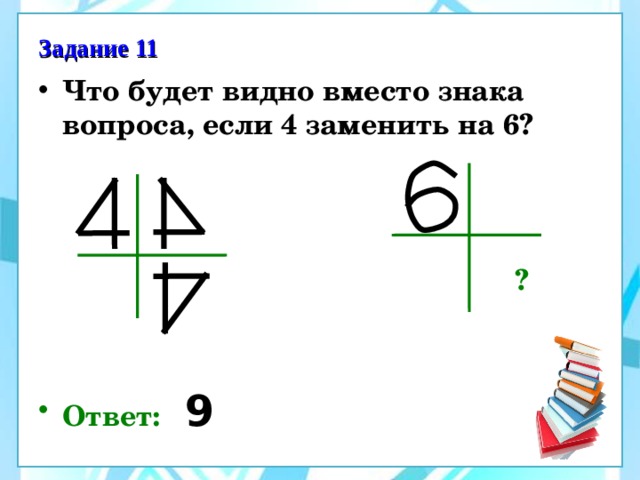 Задание 11 Что будет видно вместо знака вопроса, если 4 заменить на 6?    ?