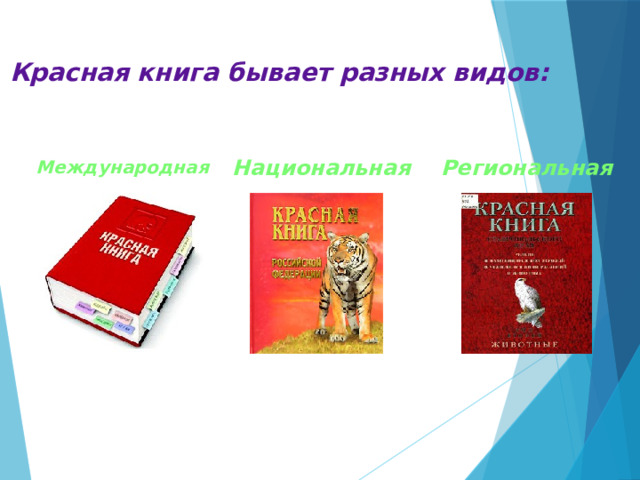 Красная книга бывает разных видов: Международная Национальная Региональная