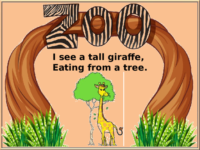 I see a tall giraffe, Eating from a tree.