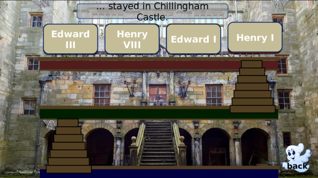 … stayed in Chillingham Castle. Henry I Edward I Henry VIII Edward III wrong Right ! wrong wrong back