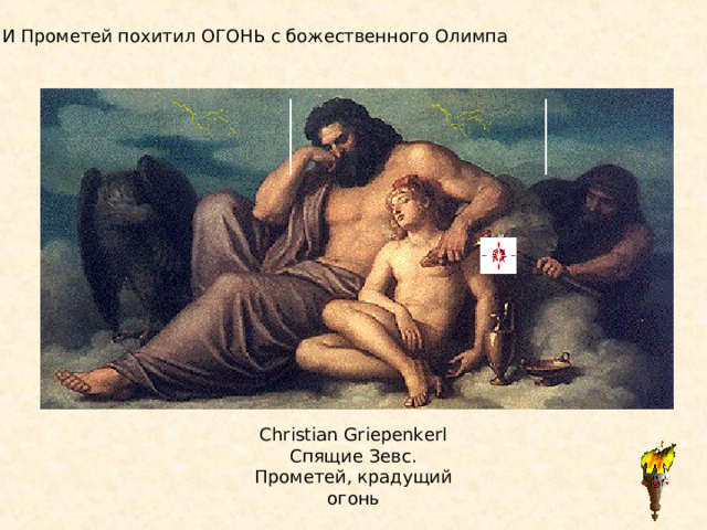 И Прометей похитил ОГОНЬ с божественного Олимпа Christian Griepenkerl Спящие Зевс. Прометей, крадущий огонь