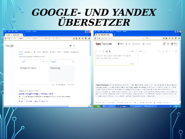 Google- und Yandex übersetzer
