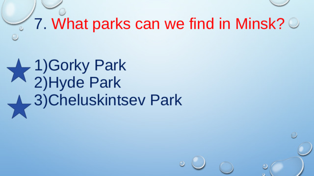 7. What parks can we find in Minsk?