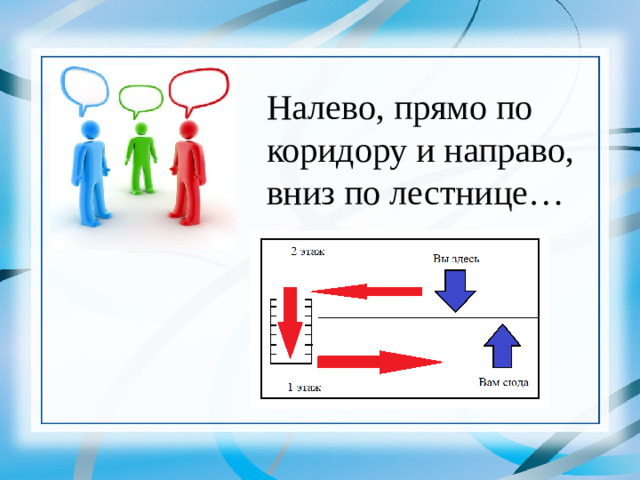 Налево, прямо по коридору и направо, вниз по лестнице…