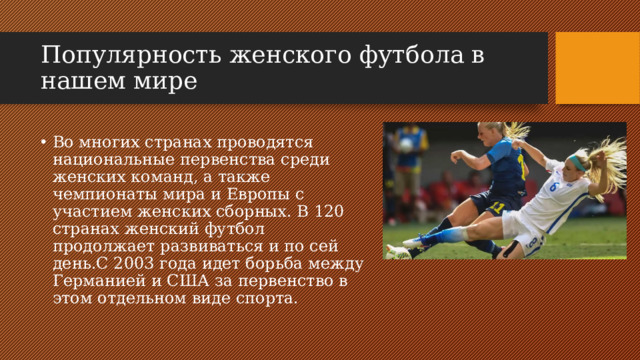 Популярность женского футбола в нашем мире