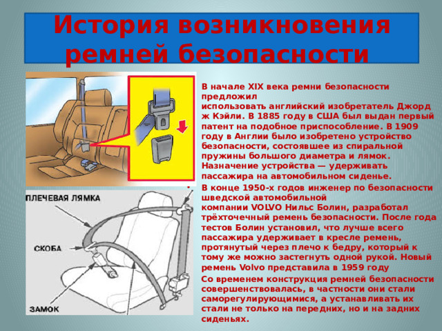 История возникновения ремней безопасности
