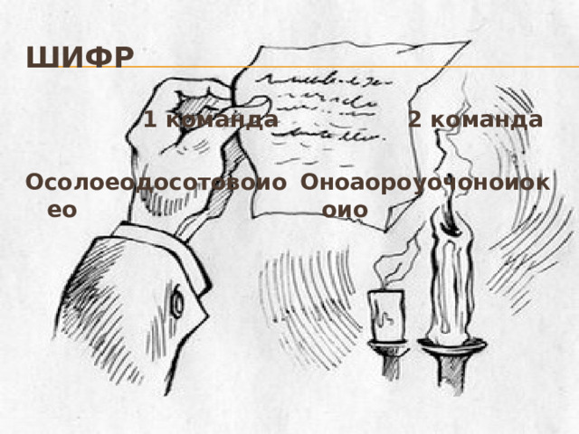 Шифр  1 команда  2 команда   Осолоеодосотовоиоео Оноаороуочоноиокоио