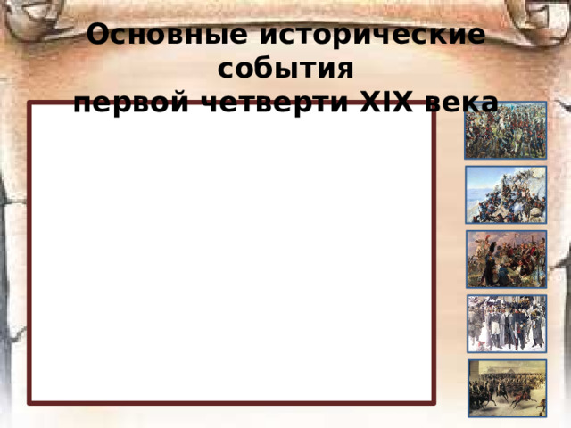 Основные исторические события  первой четверти ХIХ века